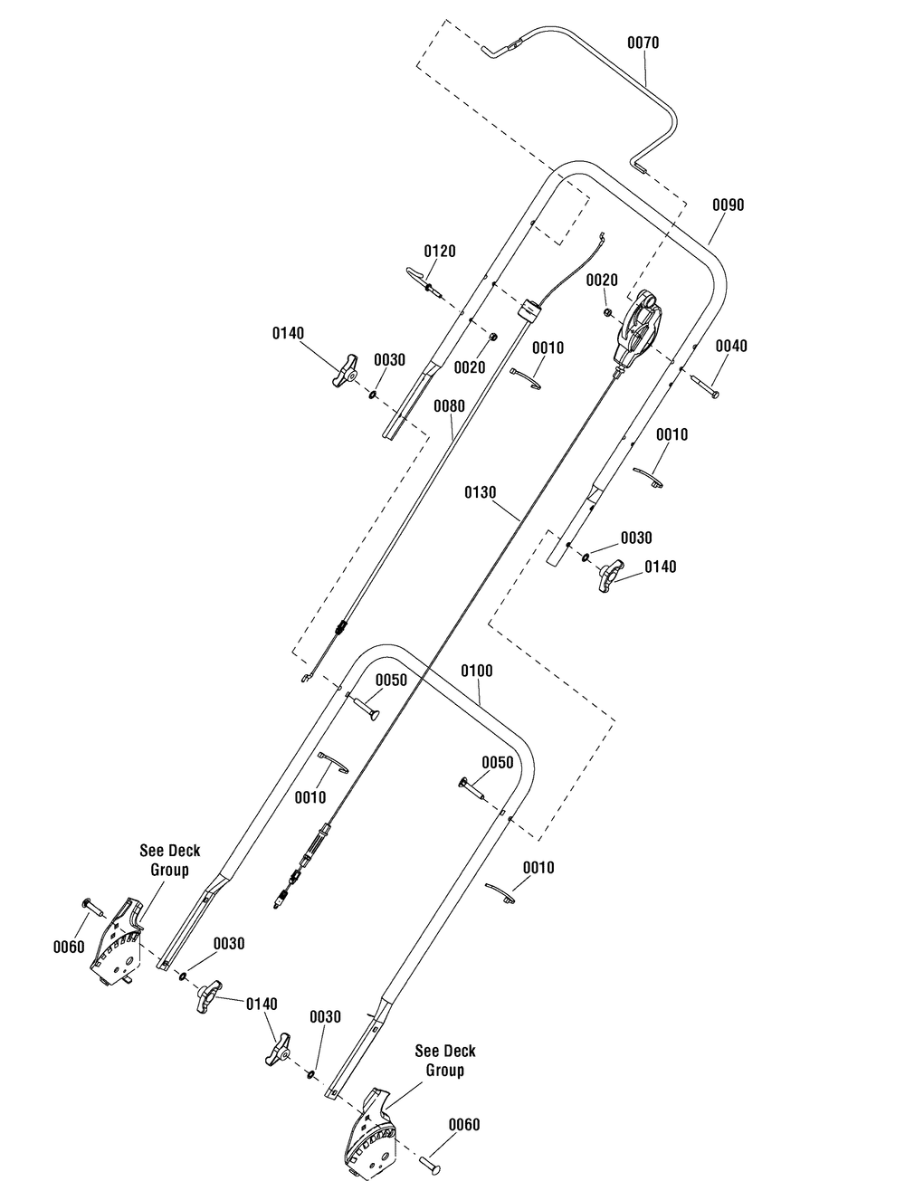 Handle And Controls Group (7501892) Diagram and Parts List for 7800879-EBTP22675HWEX 2012 Briggs and Stratton Lawn Mower